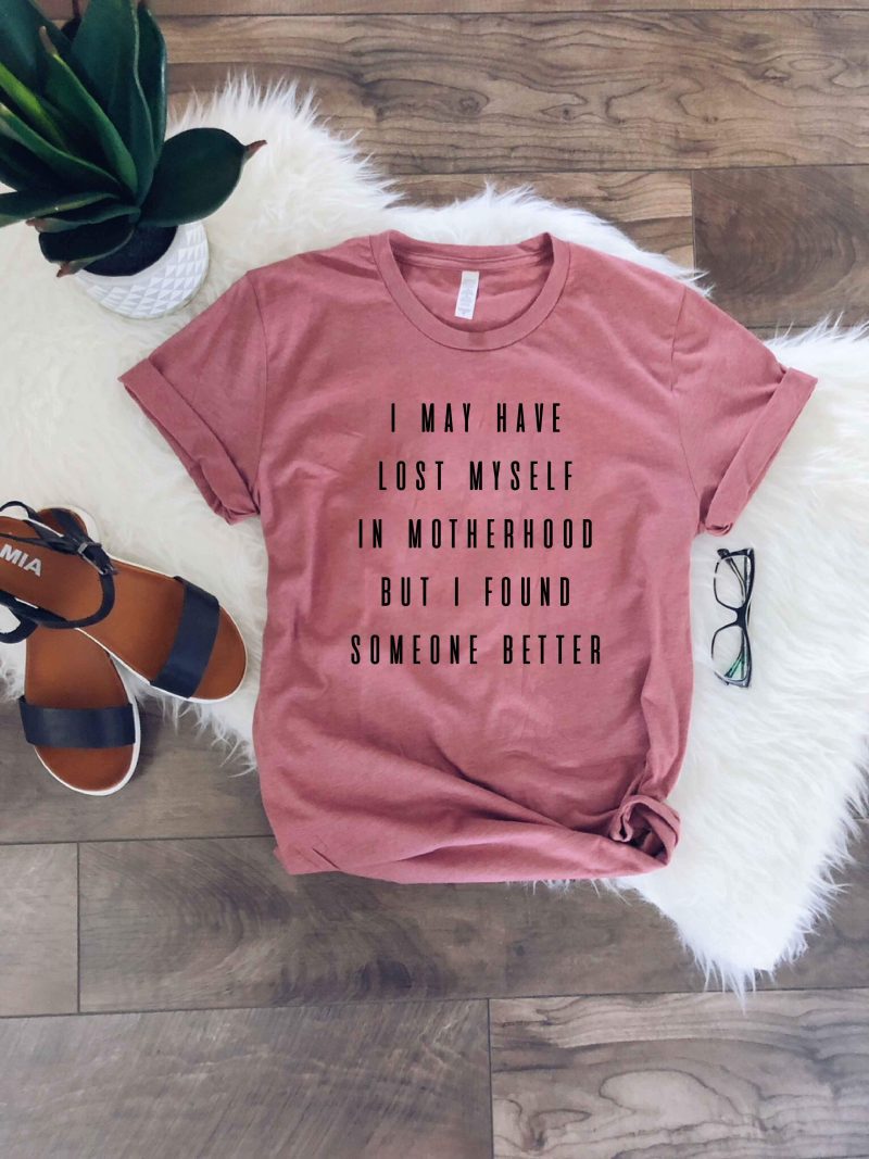 lost myself in motherhood tee mauve short sleeve mom tee bella canvas 3001 heather mauve 966878