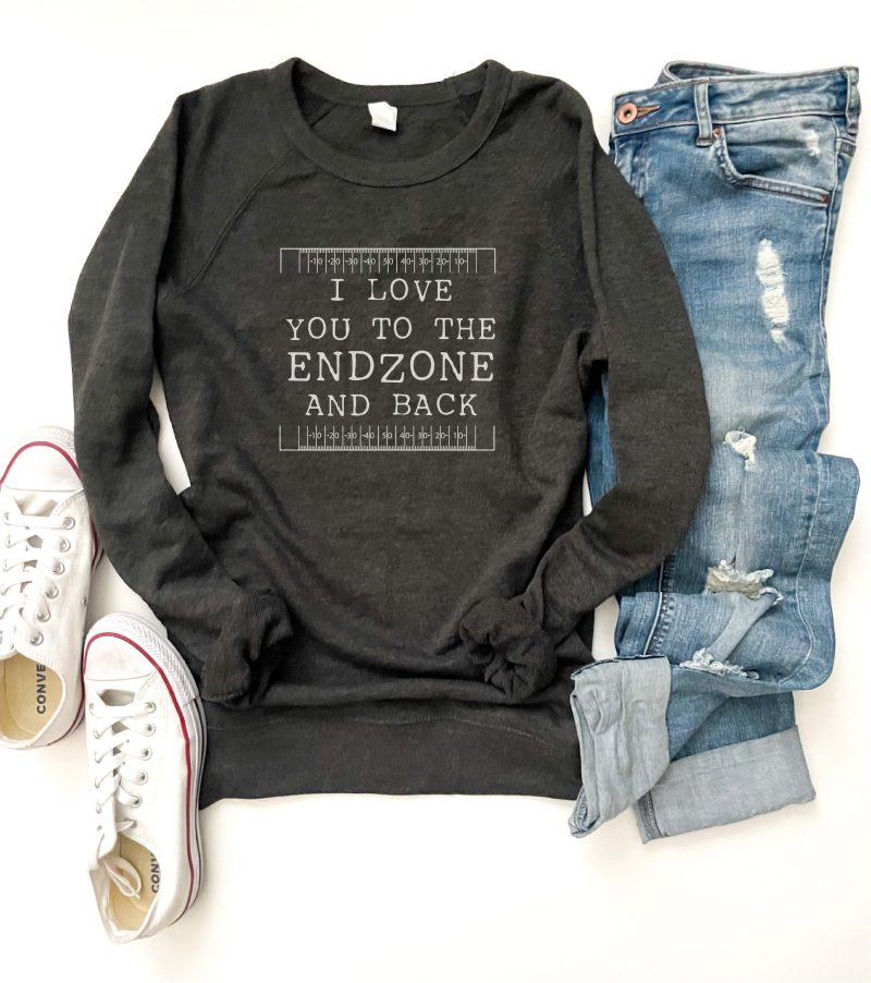 love you to the endzone and back french terry football french terry lane seven french terry raglan charcoal 314273