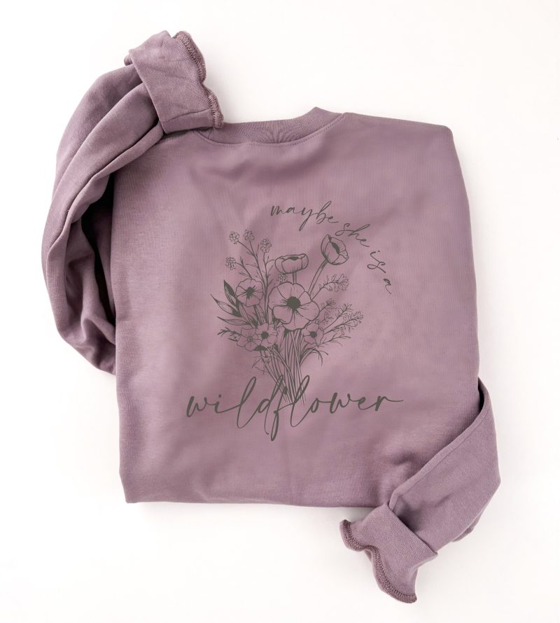 maybe she is a wildflower double print basic fleece sweatshirt spring gildan sf000 471738