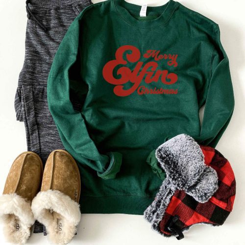 Merry elfin christmas sweatshirt Holiday sweatshirt Lane seven and Independent trading unisex sweatshirt 