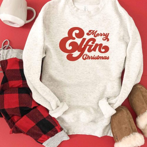 Merry elfin christmas sweatshirt Holiday sweatshirt Lane seven and Independent trading unisex sweatshirt XS Oatmeal