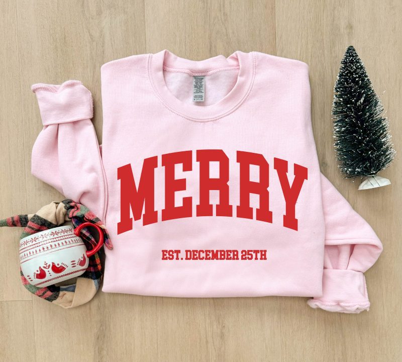 merry est december 25th basic sweatshirt words gildan 18000 sweatshirt 929870