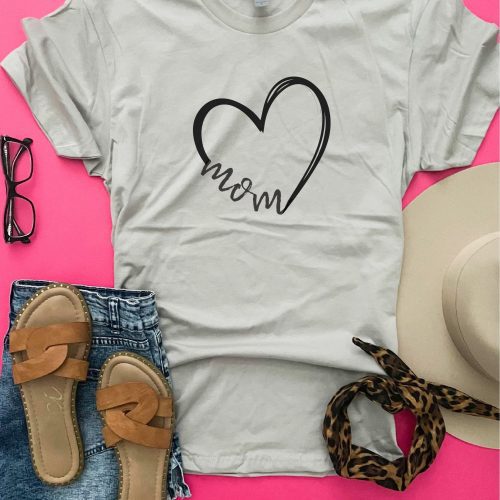 mom heart tee short sleeve mom tee bella canvas 3001 159398