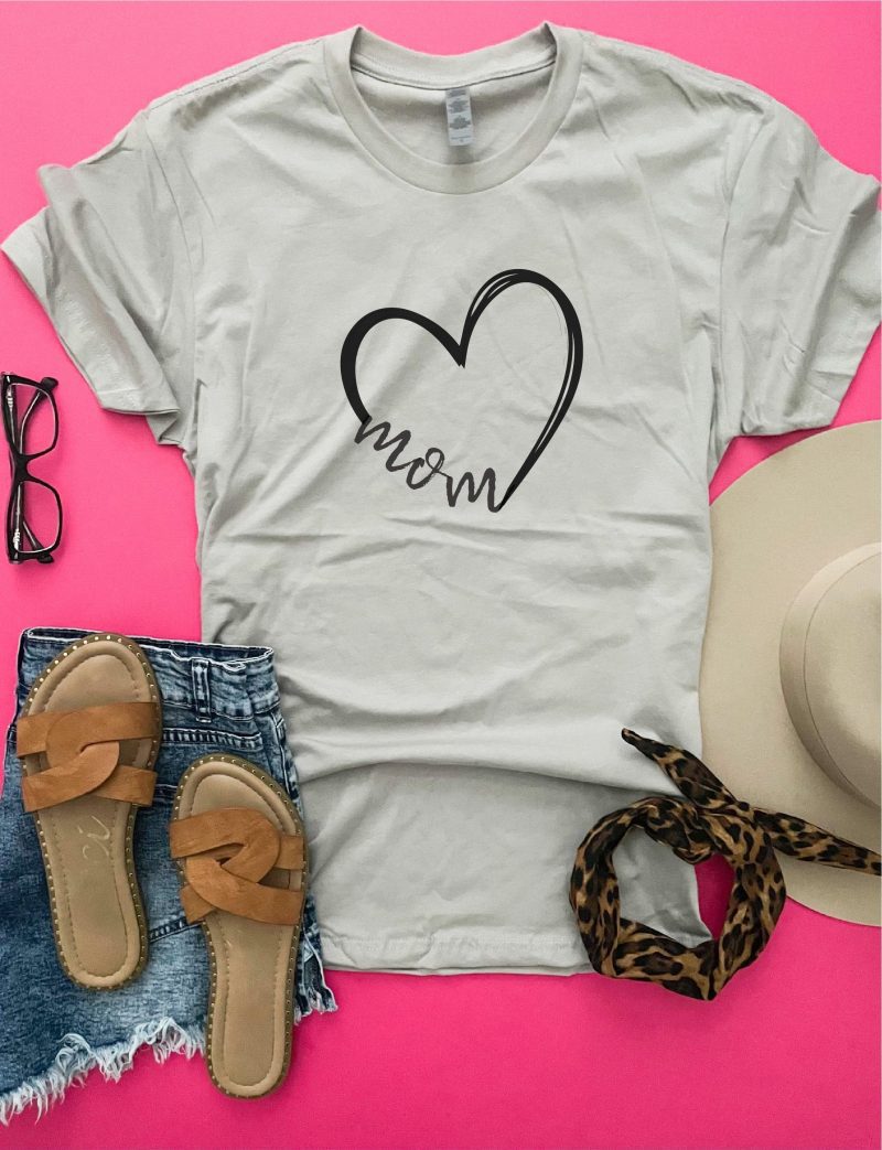 mom heart tee short sleeve mom tee bella canvas 3001 159398