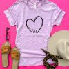 Mom heart tee Short sleeve mom tee Bella Canvas 3001 XS Heather prism lilac