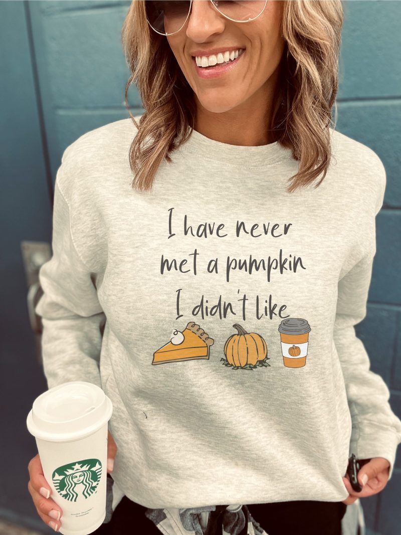 never met a pumpkin i didnt like fleece sweatshirt fall sweatshirt lane seven sweatshirt 445385