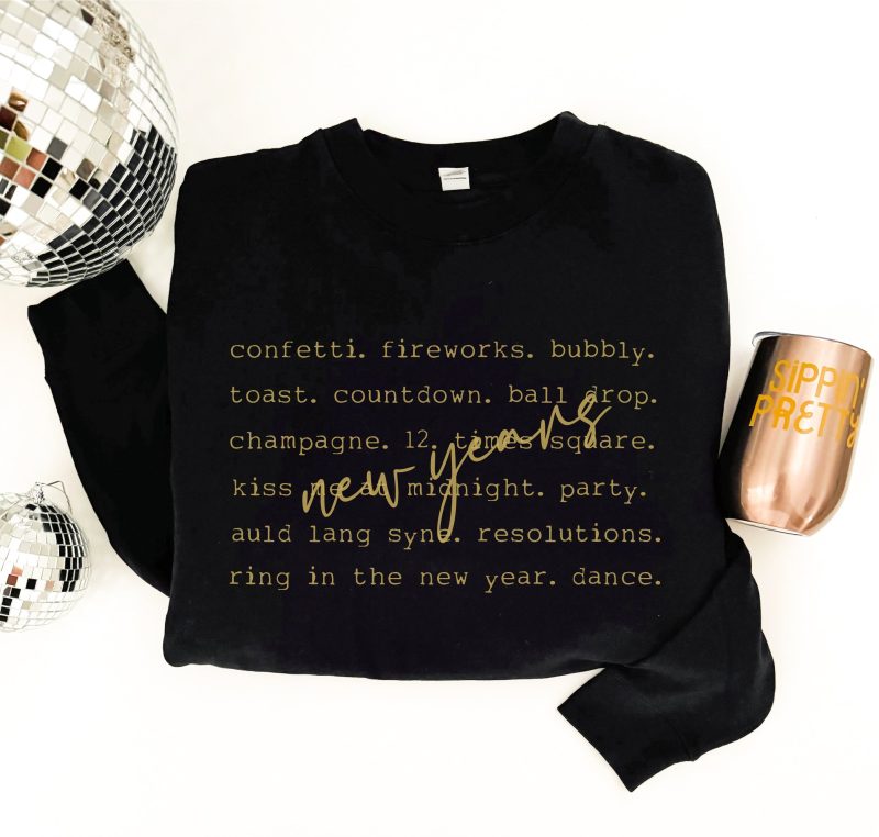 new years words basic sweatshirt holiday sweatshirt gildan 18000 sweatshirt 229383