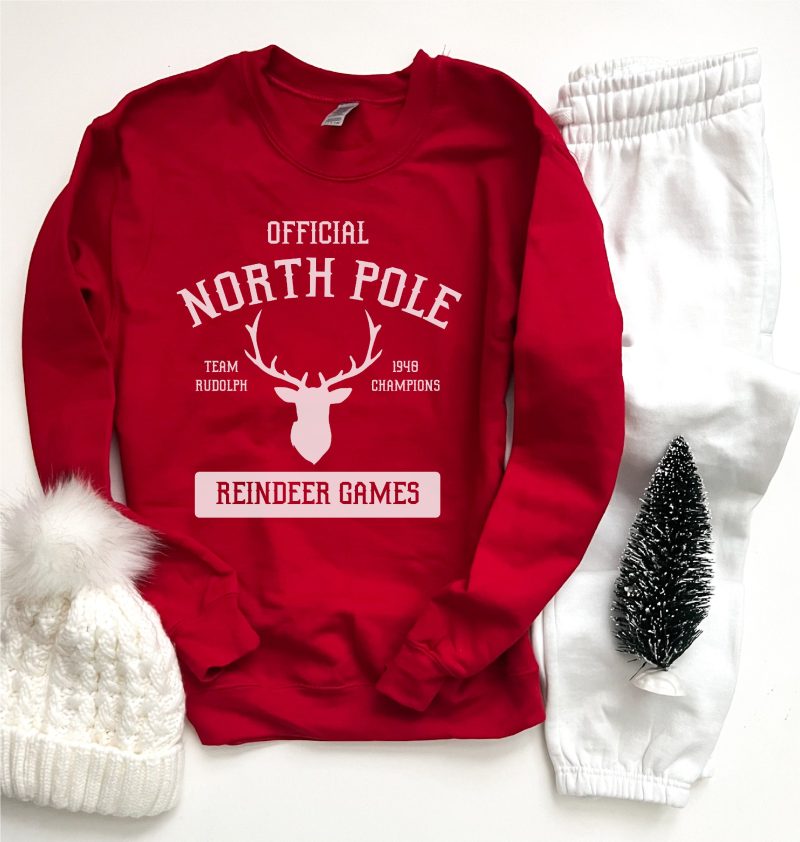 North pole basic sweatshirt Holiday sweatshirt Gildan 18000 sweatshirt