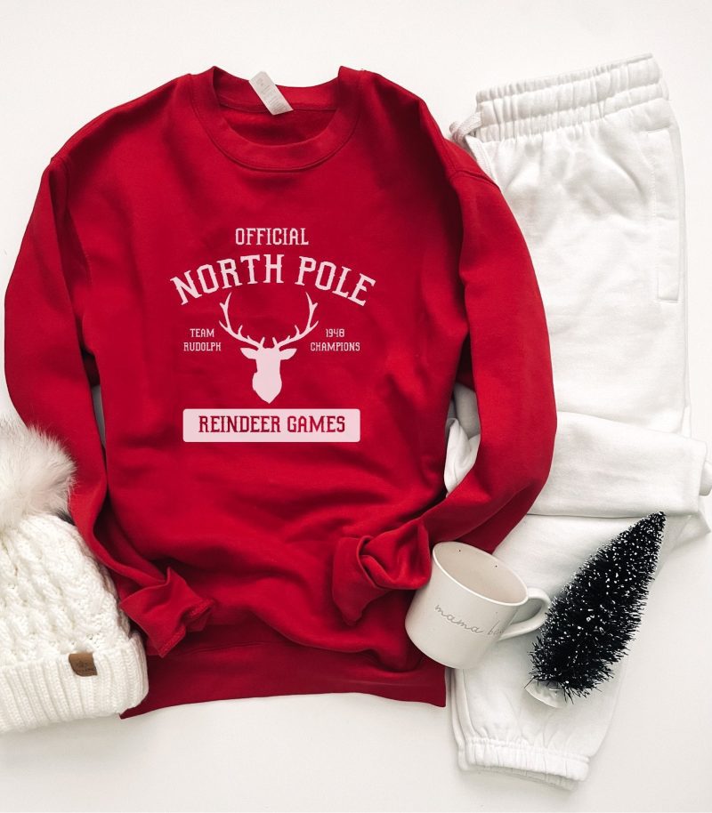 North Pole fleece sweatshirt Holiday sweatshirt Lane seven unisex sweatshirt S Red