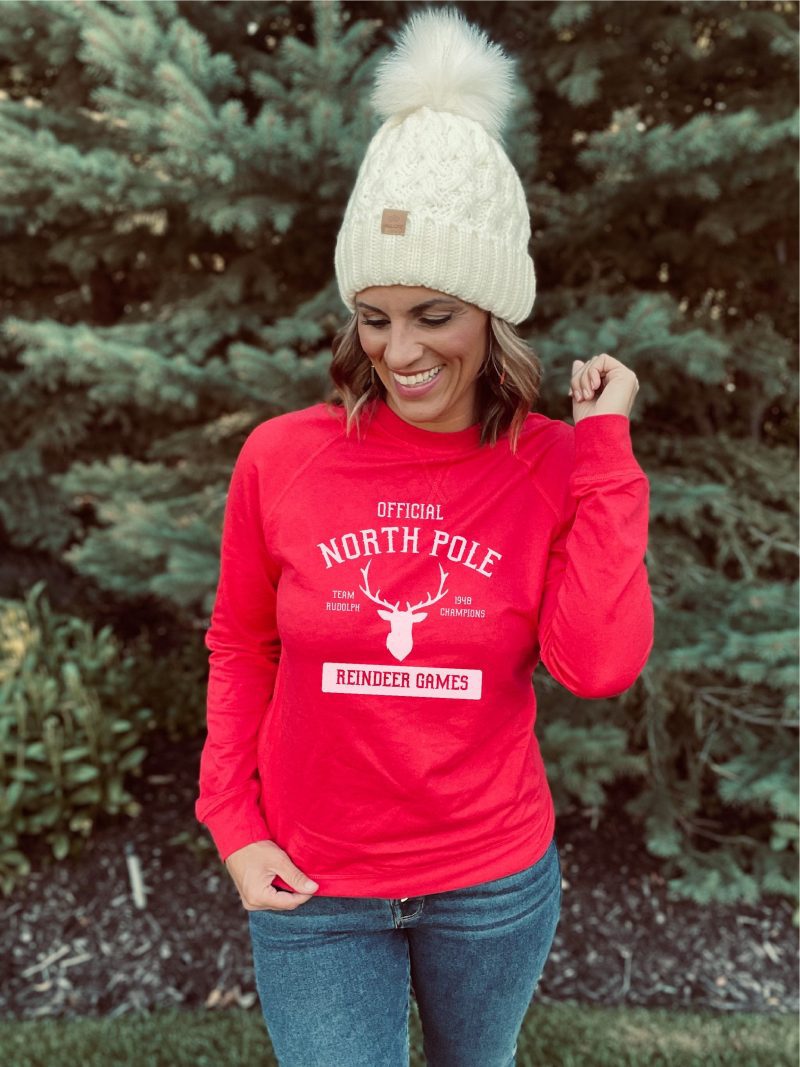 North Pole french terry raglan sweatshirt Holiday French Terry raglan Cotton heritage and lane seven French Terry raglan