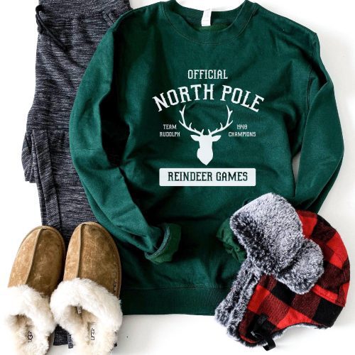 North Pole sweatshirt Holiday sweatshirt Lane seven unisex sweatshirt S Forest green