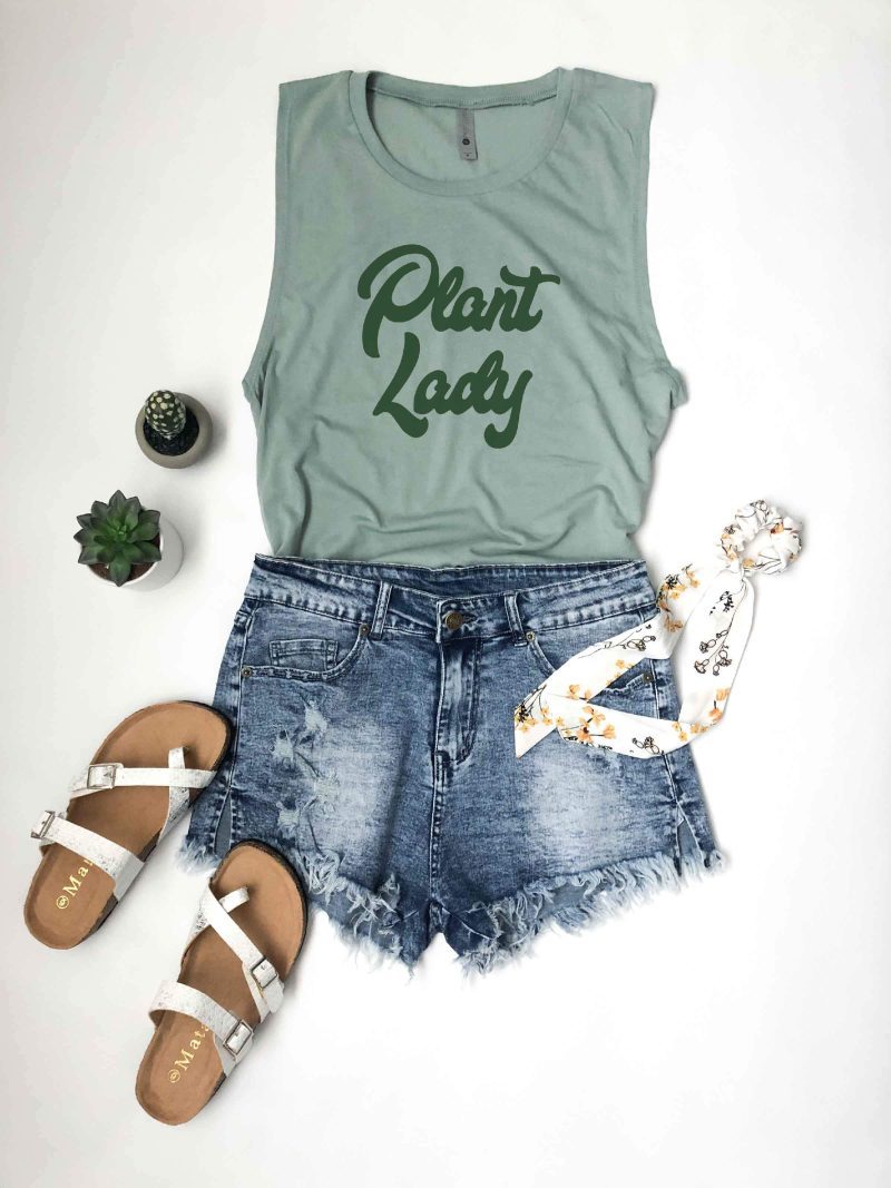 plant lady unisex muscle tank short sleeve miscellaneous tee next level sage green unisex muscle tank 819785