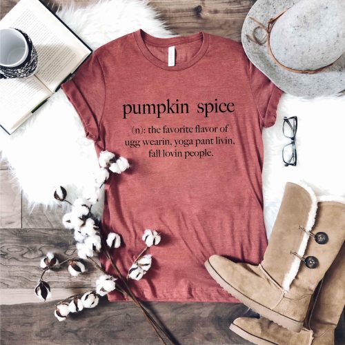 Pumpkin spice definition Short sleeve fall tee Bella Canvas 3001 heather rust