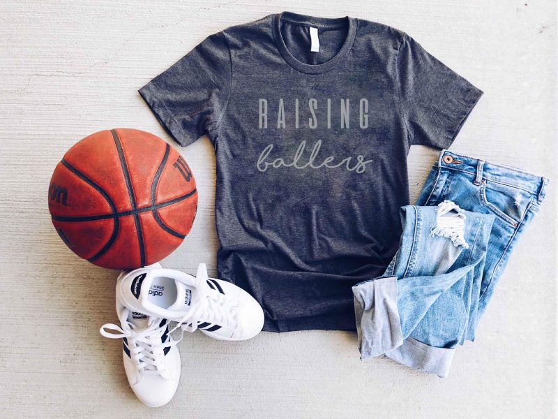 raising ballers tee short sleeve mom tee bella canvas 3001 dark heather grey 597968