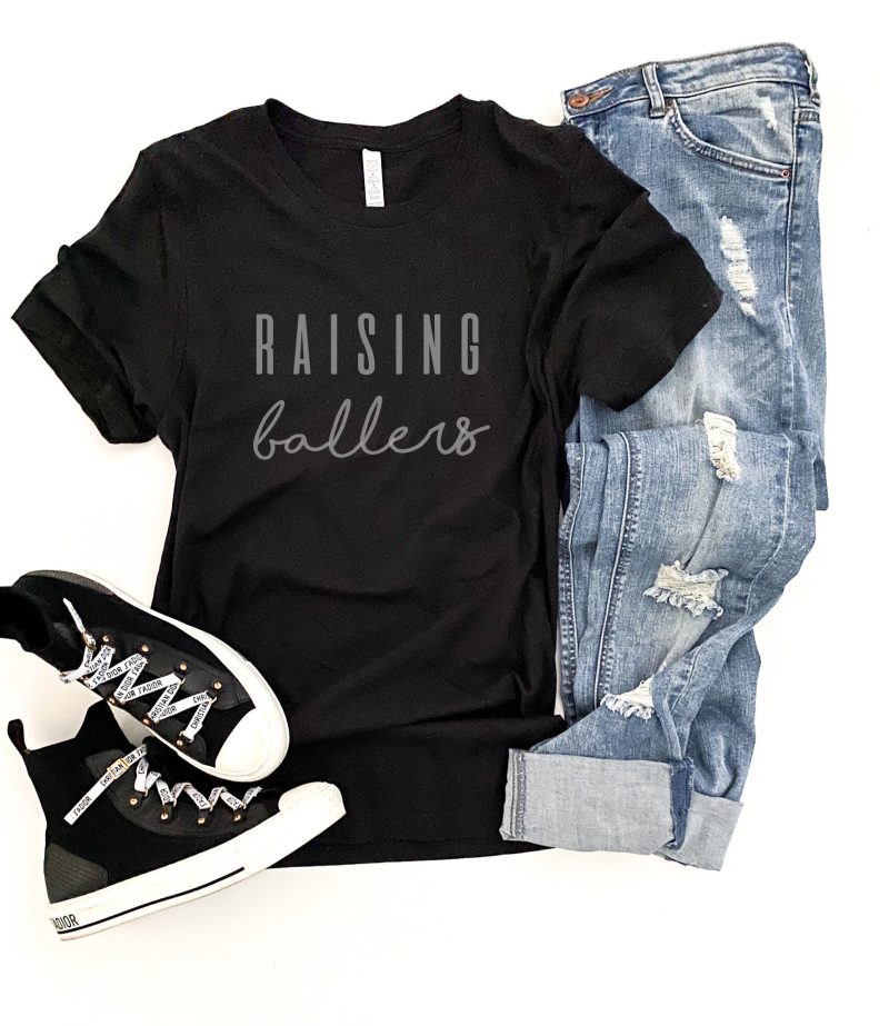 raising ballers tee short sleeve mom tee bella canvas 3001 dark heather grey 883627