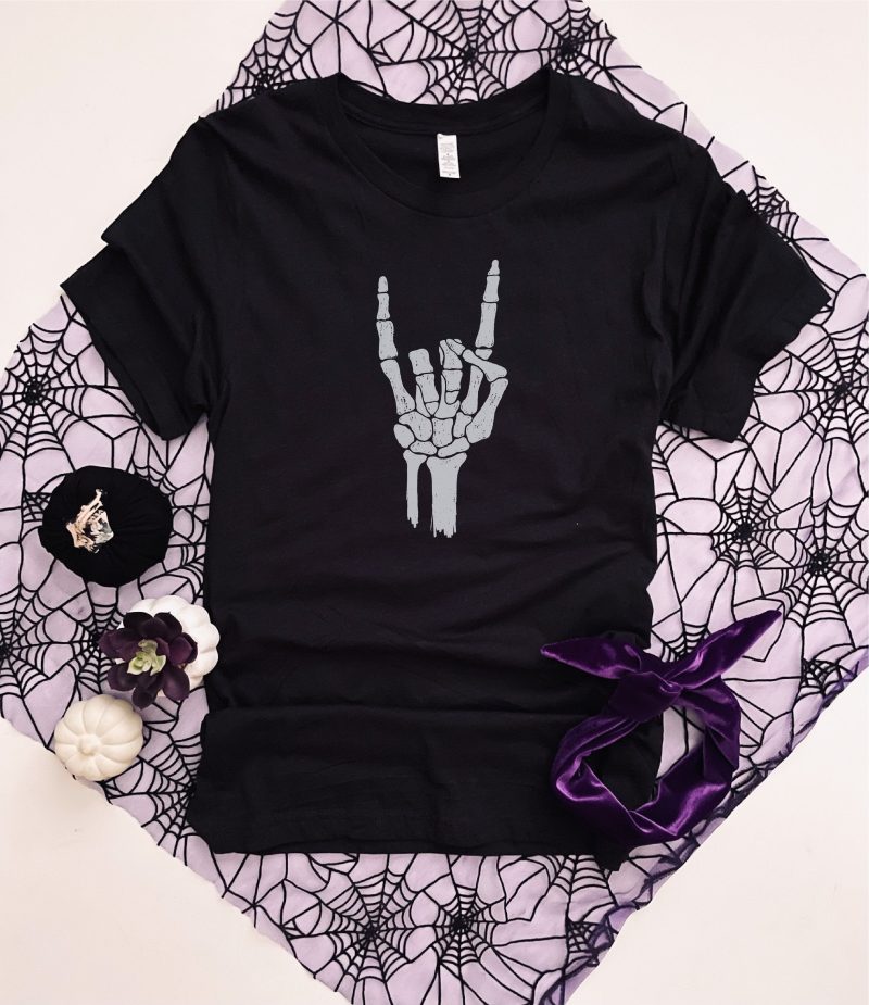 rock hand tee short sleeve halloween tee bella canvas 3001 heather black 266853 75007689 e609 4ba4 91eb d25a729dba40