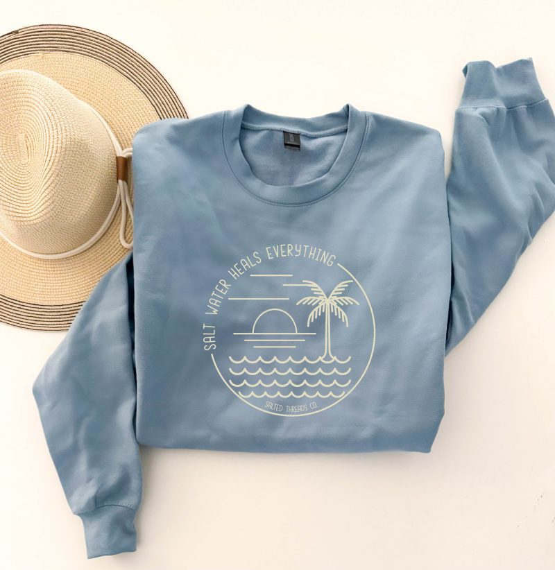 saltwater heals everything softstyle sweatshirt vacay gildan softstylesf000 222123