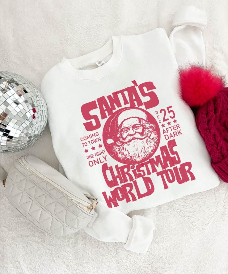 santas world tour basic sweatshirt holiday sweatshirt gildan 18000 sweatshirt 503050