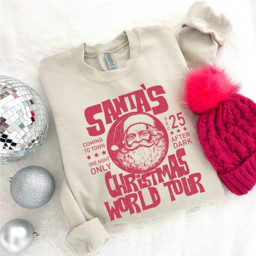 Santa's world tour basic sweatshirt Holiday sweatshirt Gildan 18000 sweatshirt