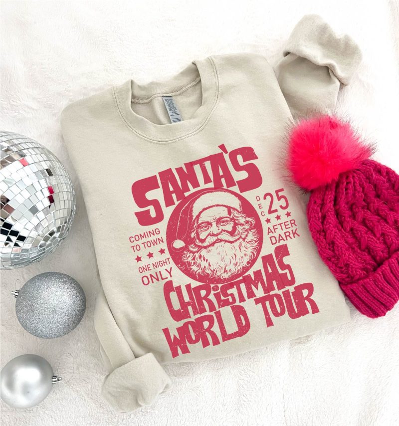 Santa's world tour basic sweatshirt Holiday sweatshirt Gildan 18000 sweatshirt