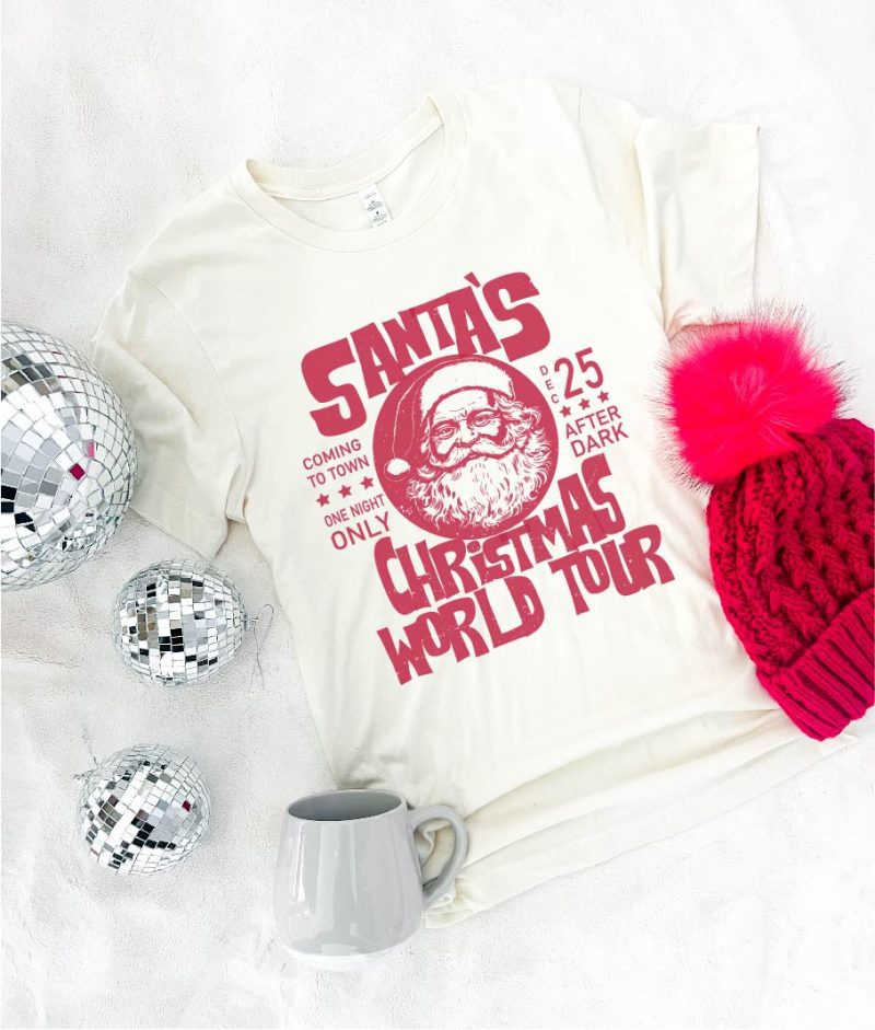 santas world tour tee holiday collection bella canvas 3001 856123