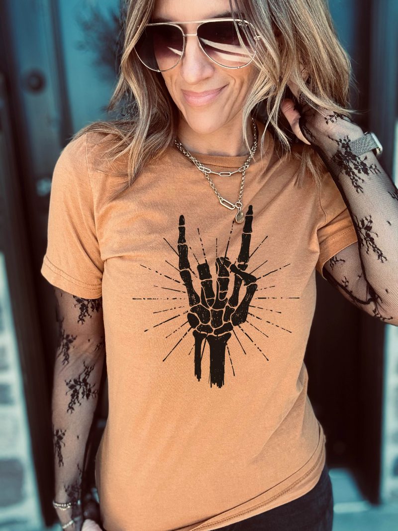 skeleton rock tee short sleeve halloween tee bella canvas 3001 876308