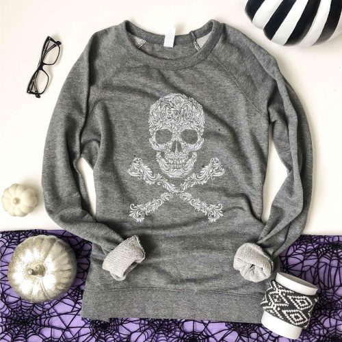 skull french terry raglan halloween french terry raglan lane seven french terry raglan xs heather grey 893153