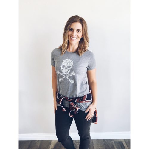 Skull tee Short Sleeve halloween tee Next Level 6010 vintage black heather grey tri-blend 