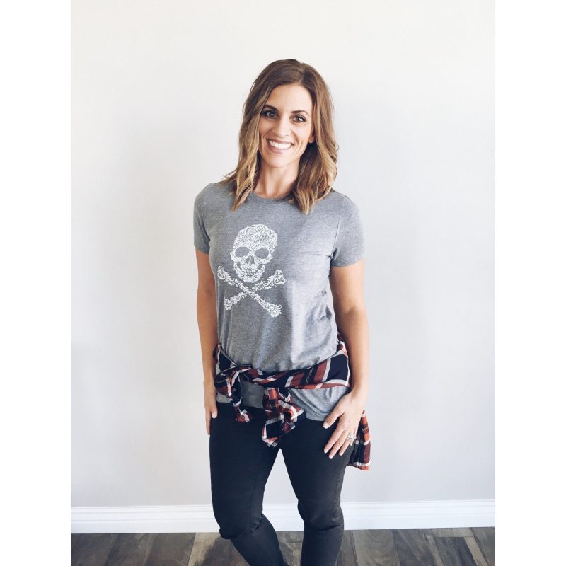 Skull tee Short Sleeve halloween tee Next Level 6010 vintage black heather grey tri-blend