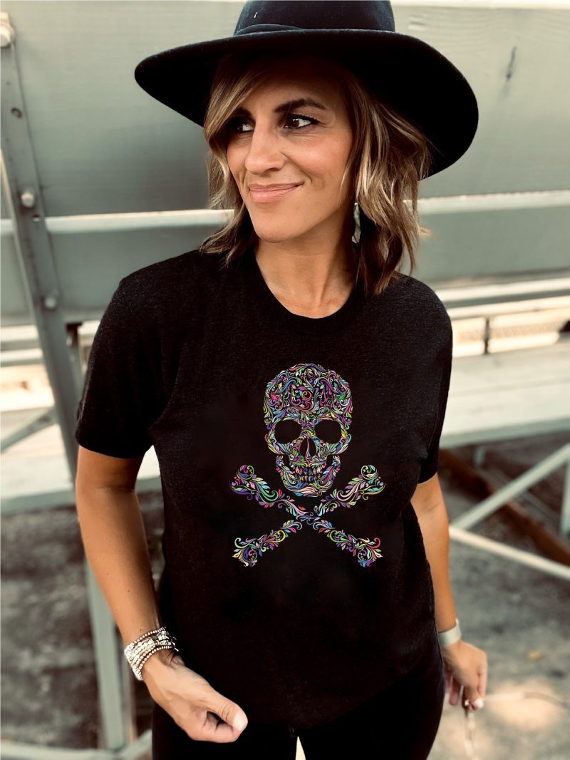 skull tee short sleeve halloween tee next level 6010 vintage black heather grey tri blend 861236