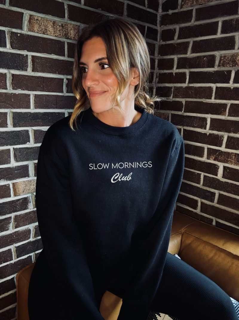 slow mornings club fleece sweatshirt coffee lane seven premium fleece crew 213594