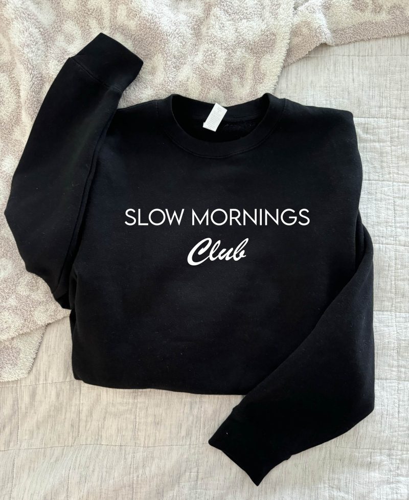 slow mornings club fleece sweatshirt coffee lane seven premium fleece crew 830956