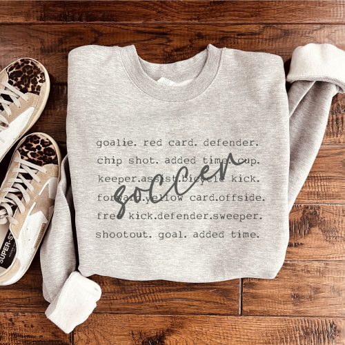 Soccer words basic sweatshirt Sports collection Gildan 18000 sweatshirt XS Athletic heather grey