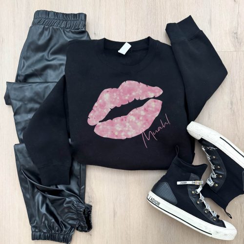 sparkle kiss basic sweatshirt valentines gildan 18000 sweatshirt 375159