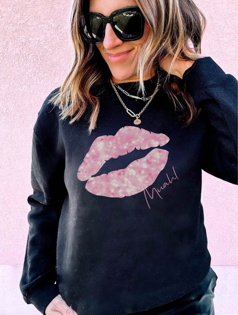 sparkle kiss basic sweatshirt valentines gildan 18000 sweatshirt 692332