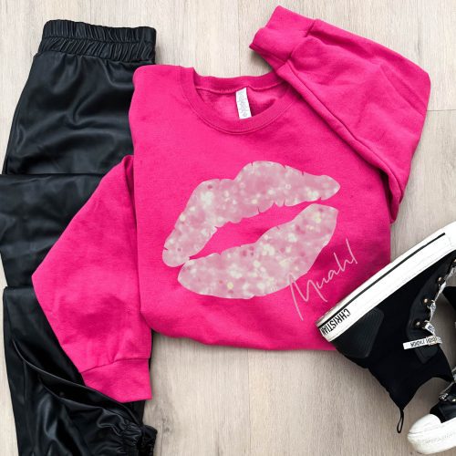 sparkle kiss basic sweatshirt valentines gildan 18000 sweatshirt 910358