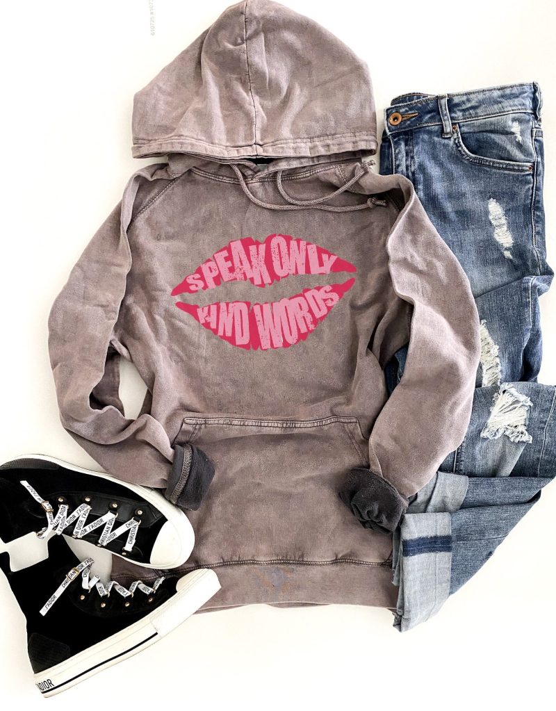 Speak only kind words vintage wash hoodie Inspirational hoodie Lane seven vintage hoodie XS Vintage zinc