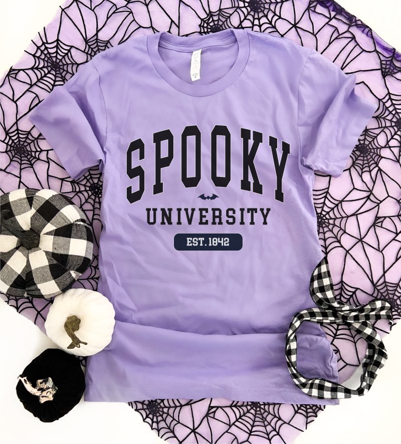 spooky university tee short sleeve halloween tee bella canvas 3001 206670