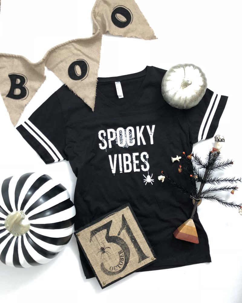 spooky vibes unisex varsity tee short sleeve halloween tee lat unisex tee black 178990