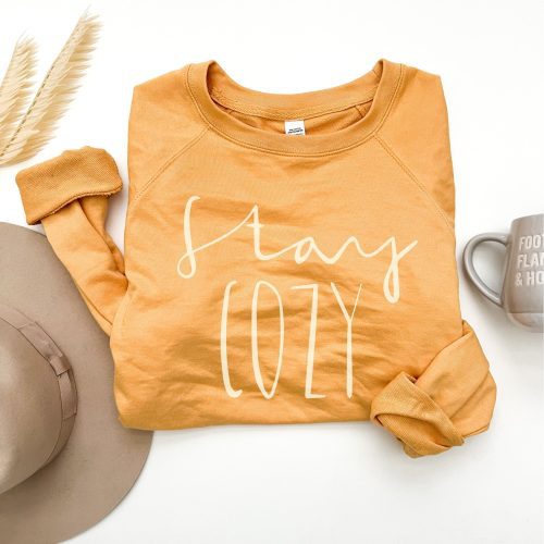 Stay cozy french terry raglan Fall French Terry raglan Lane seven and cotton heritage French Terry raglans Harvest gold XS 