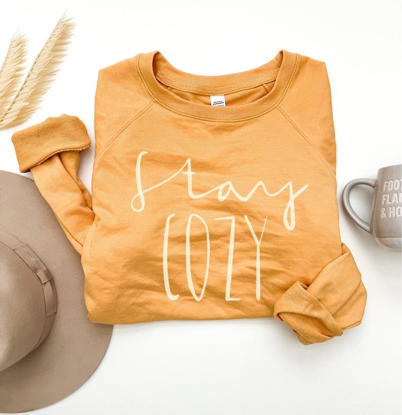 Stay cozy french terry raglan Fall French Terry raglan Lane seven and cotton heritage French Terry raglans Harvest gold XS