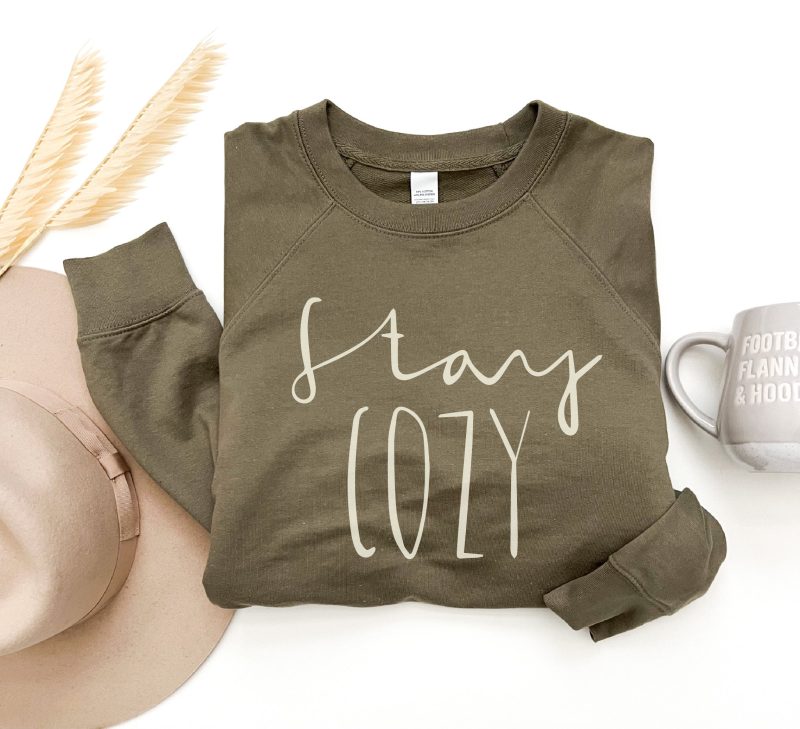 Stay cozy french terry raglan Fall French Terry raglan Lane seven and cotton heritage French Terry raglans Olive XS