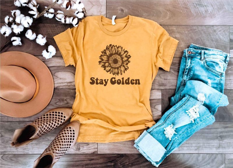 stay golden mustard yellow tee short sleeve miscellaneous tee bella canvas 3001 mustard 876479