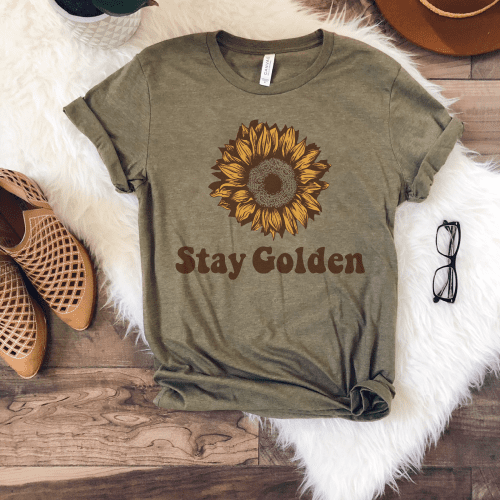 Stay Golden tee Short sleeve miscellaneous tee Bella Canvas 3001 XS Heather Olive