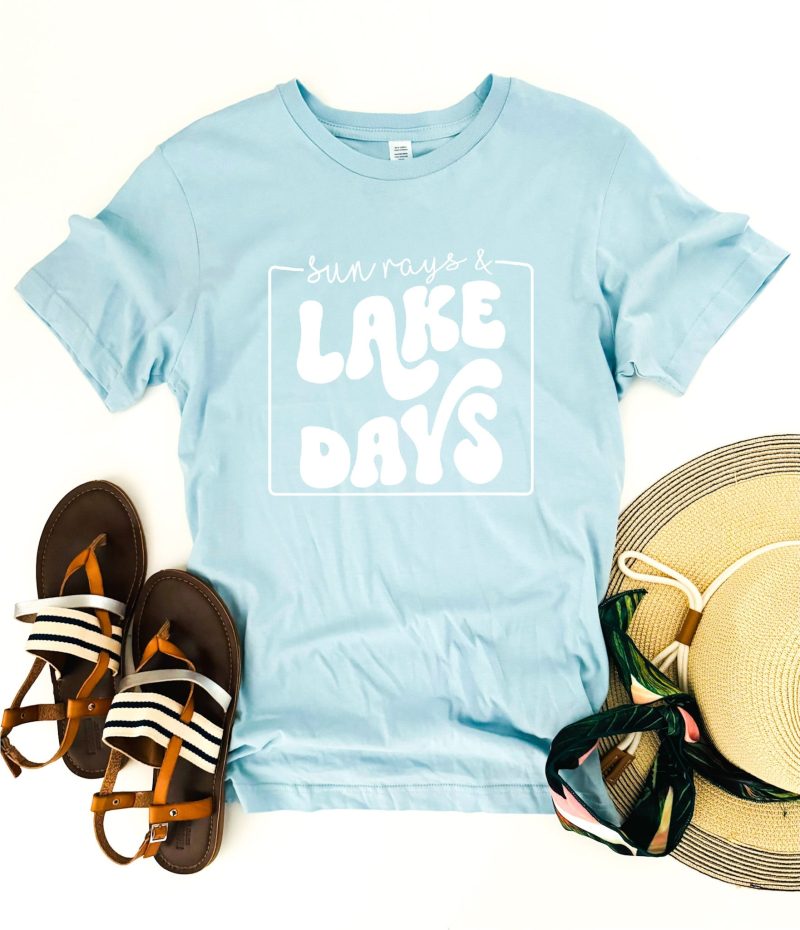 sun rays and lake days front print tee vacay mode bella canvas 3001 220312