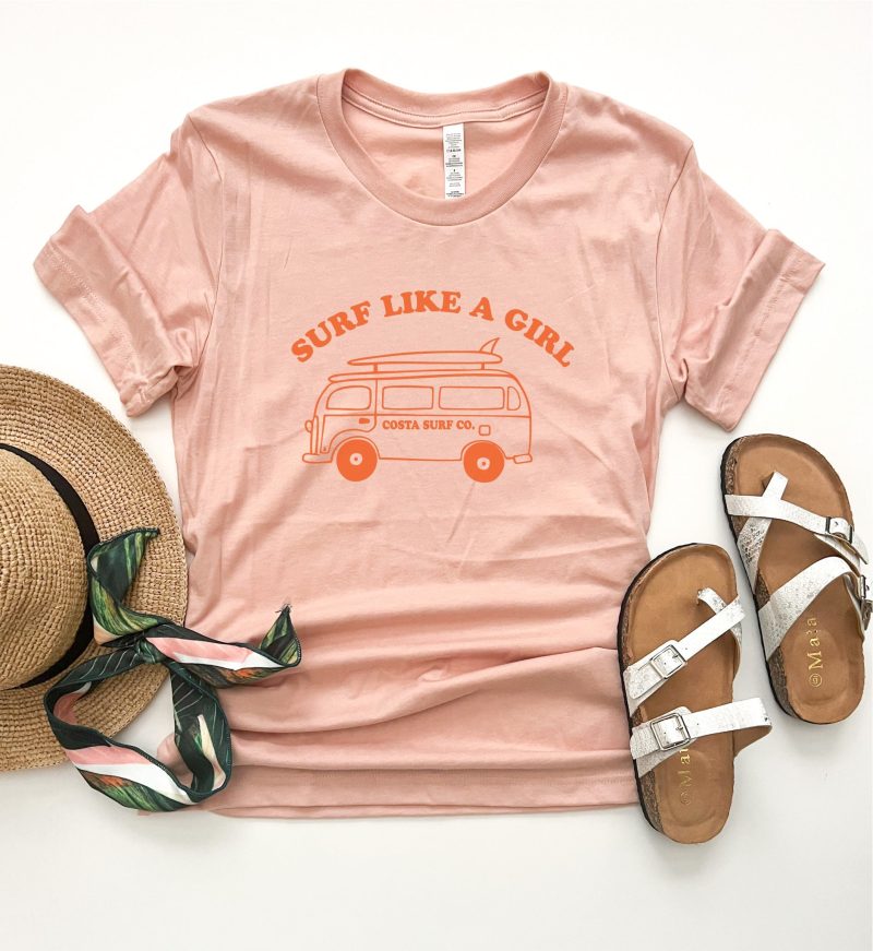 surf like a girl tee vacay mode tee bella canvas 3001 629217