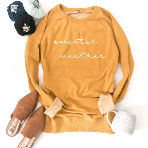 Sweater weather french terry raglan-several color options Fall French Terry raglan Lane seven French Terry raglan XS Mustard