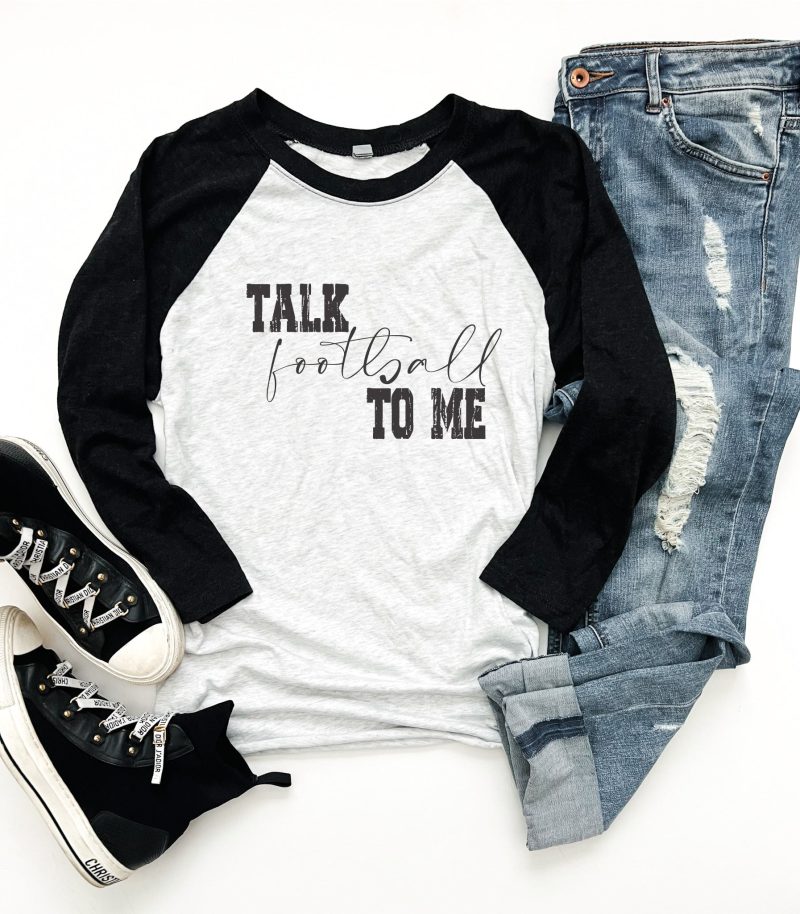 talk football to me 34 sleeve tee football collection next level 6051 heather blackheather white 262207