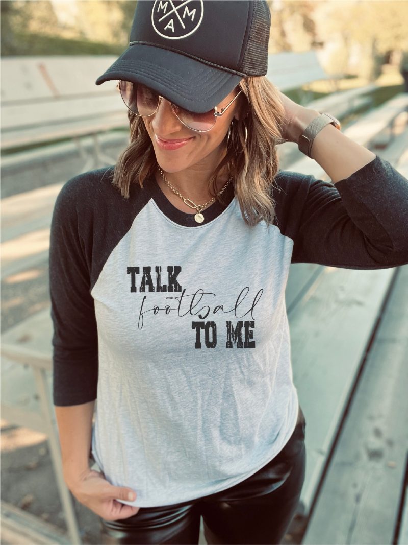 talk football to me 34 sleeve tee football collection next level 6051 heather blackheather white 783074