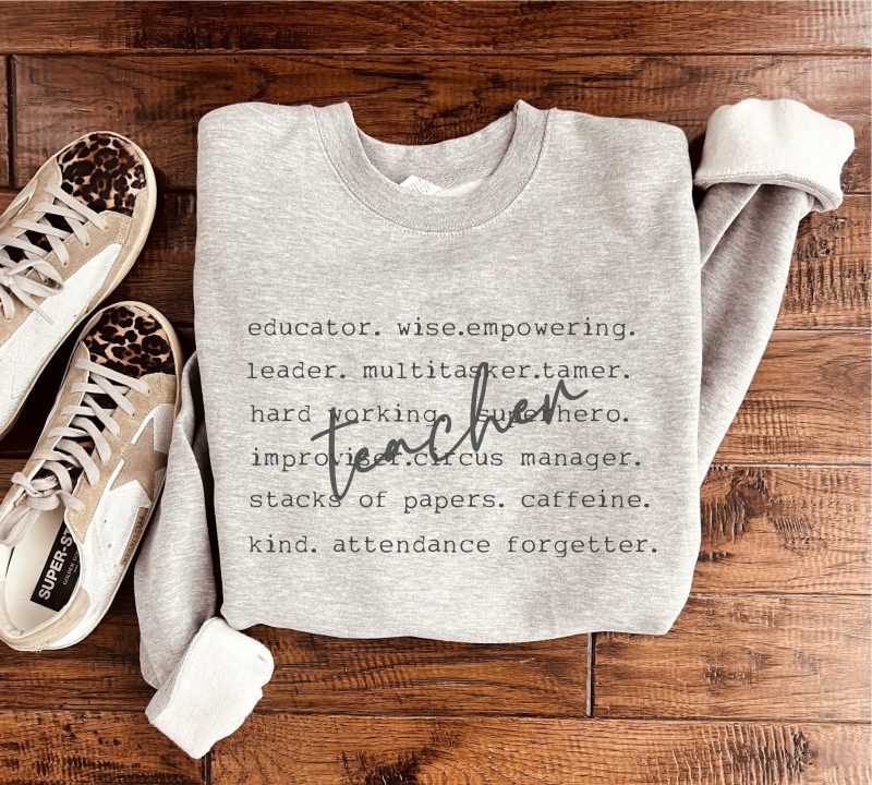 teacher words basic sweatshirt teacher collection gildan 18000 sweatshirt 263777